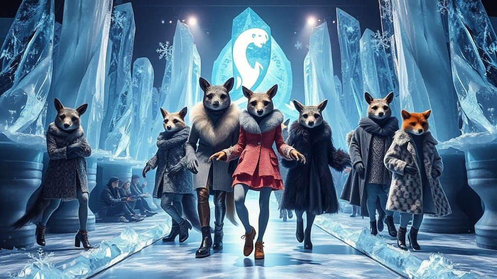 Ethereal Ice Runway Fashion Show in Crystalpunk Style