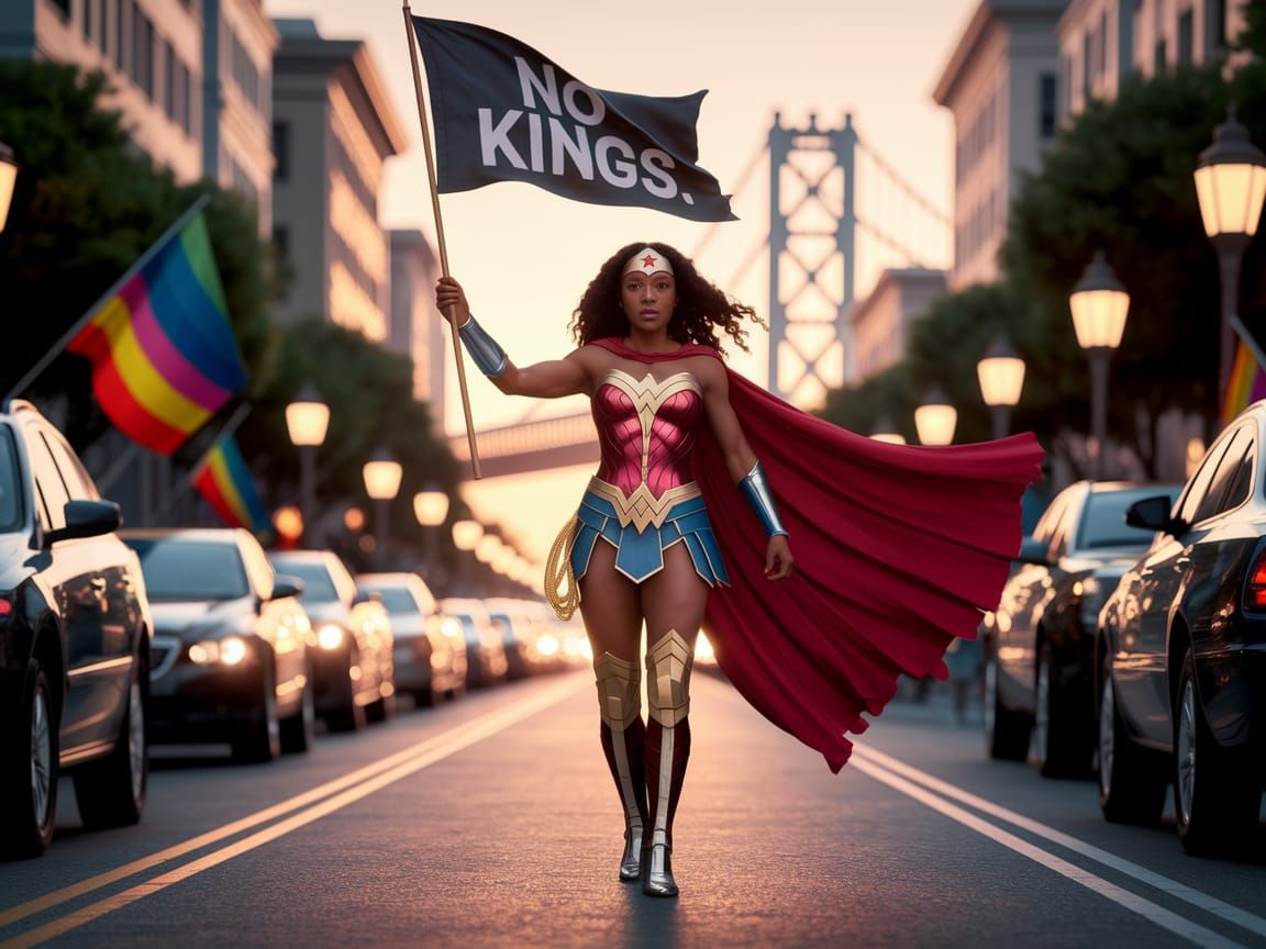 Black Wonder Woman Stands Resolute in San Francisco