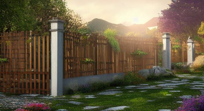 Vibrant Scene of Stone and Fence in High Definition