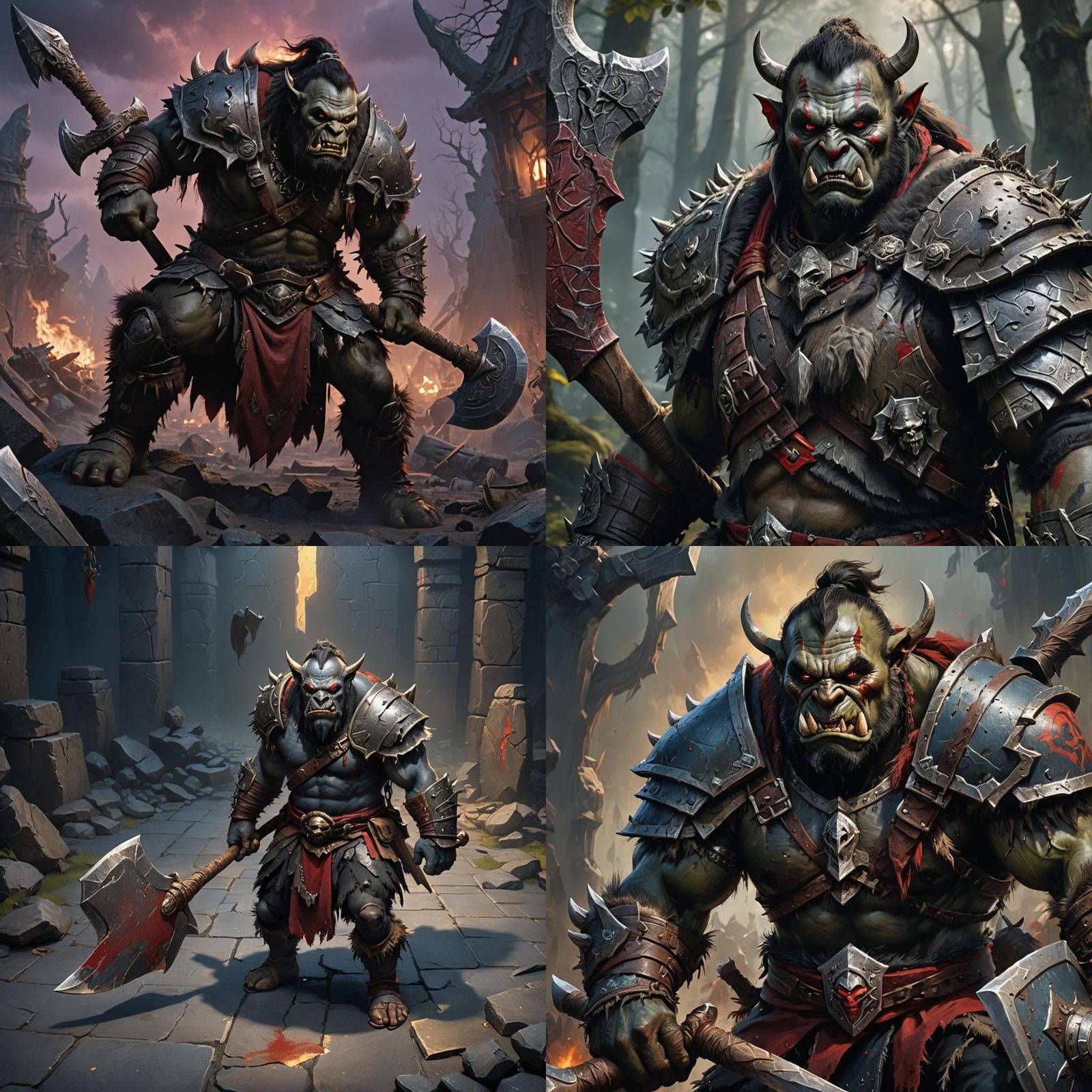 Orc Barbarian with Axe: Fantasy Concept Art