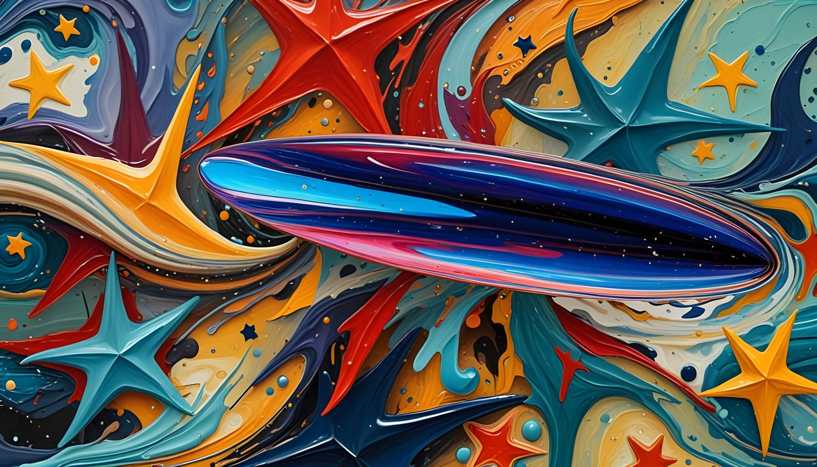 Cyberpunk Dreamscape in Iridescent Hues