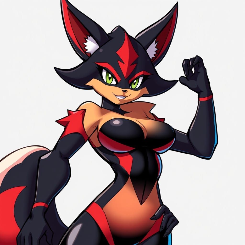 Seductive Furry Female Pokémon with Lucario-Inspired Face an...
