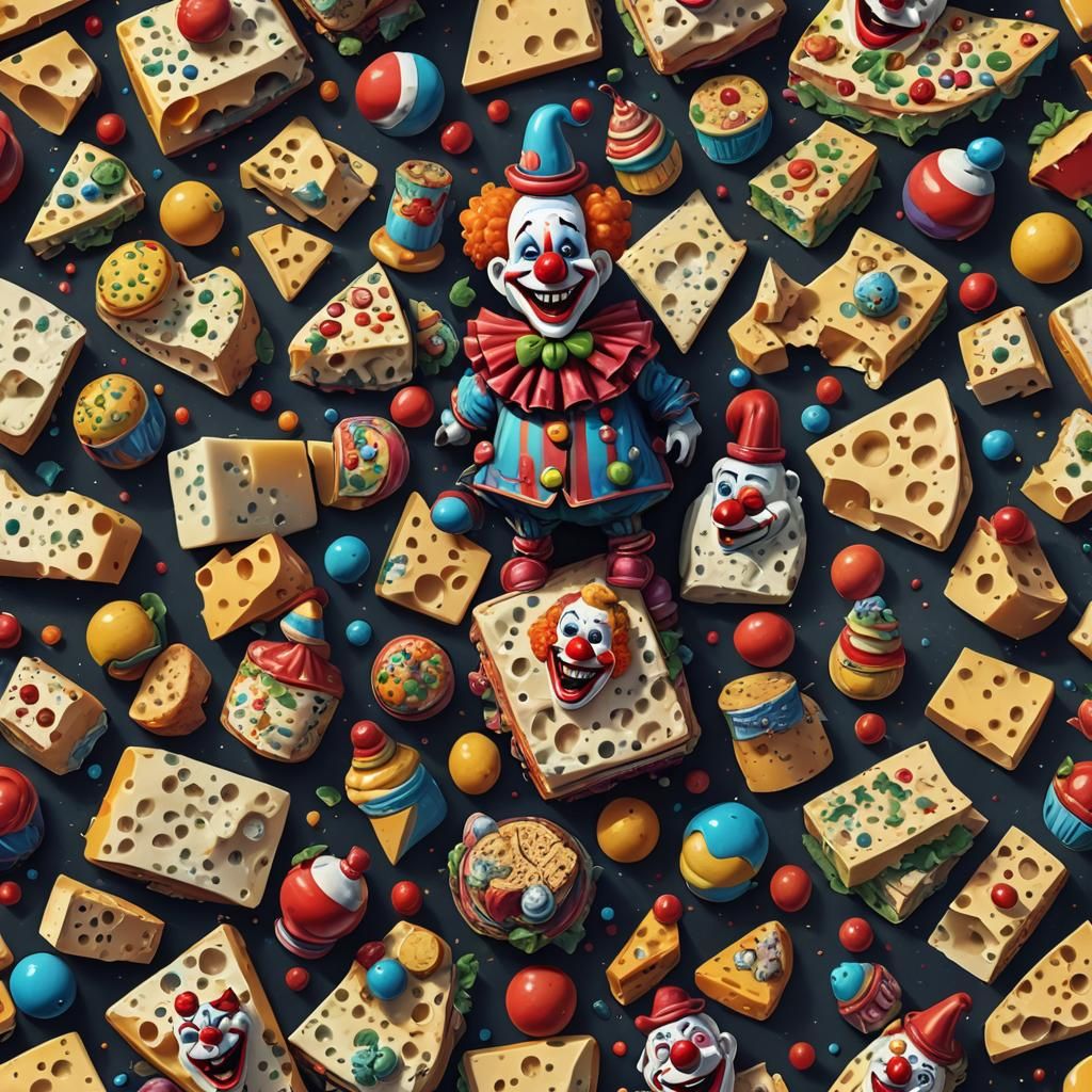 Whimsical Cheese Clown Fantasy