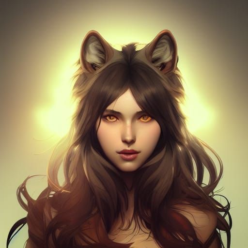 Detailed Wolf Girl Portrait in Hyperrealistic Style