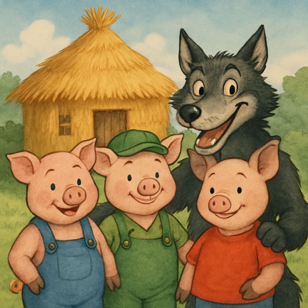 Three Little Pigs Befriend the Big Bad Wolf