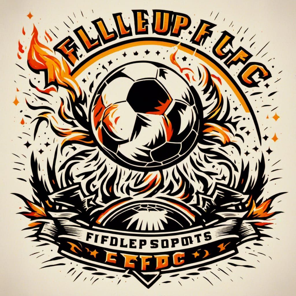 Fired Up FC Flaming Soccer Team Logo