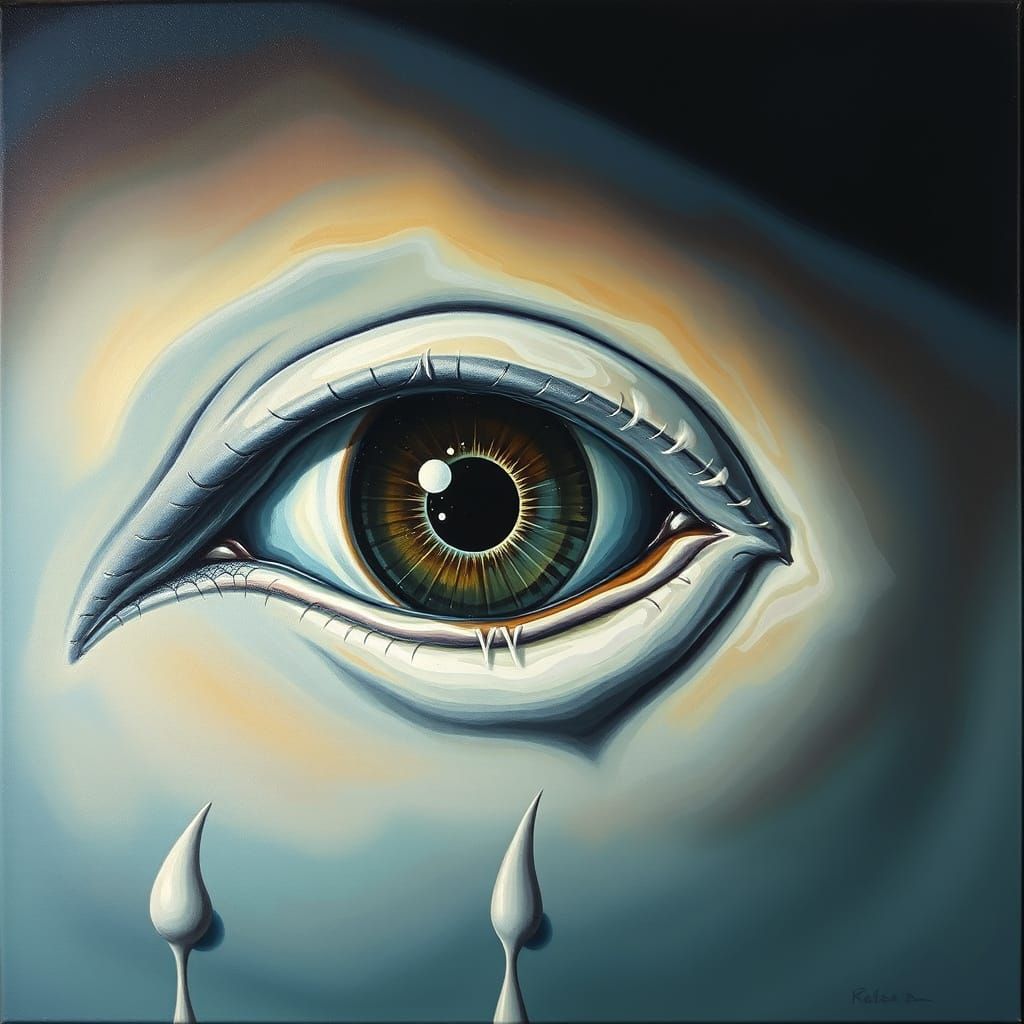 Surreal Macro View of a Whale Shark's Eye in Dreamlike Oil P...