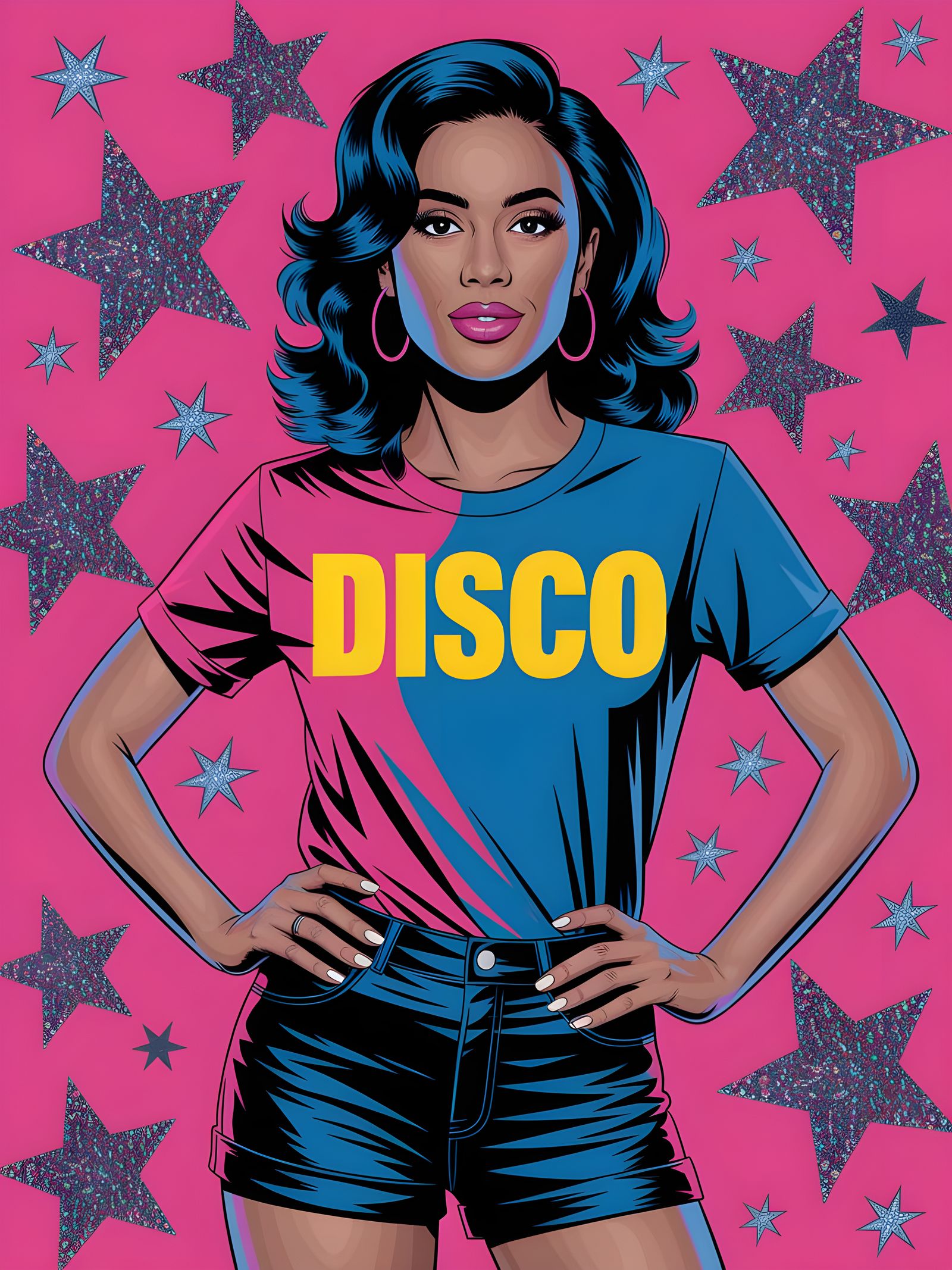 Vibrant Disco Queen in Bold Pop Art