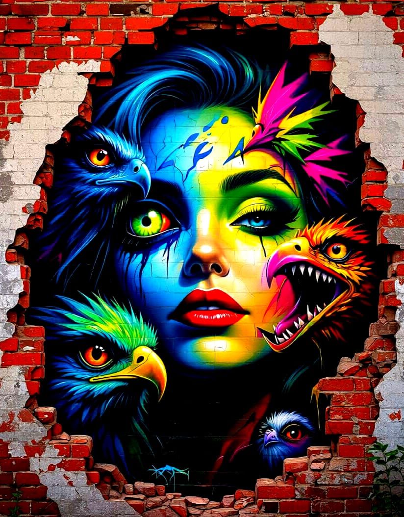 Urban Fantasy Mural Comes Alive on Decay Wall