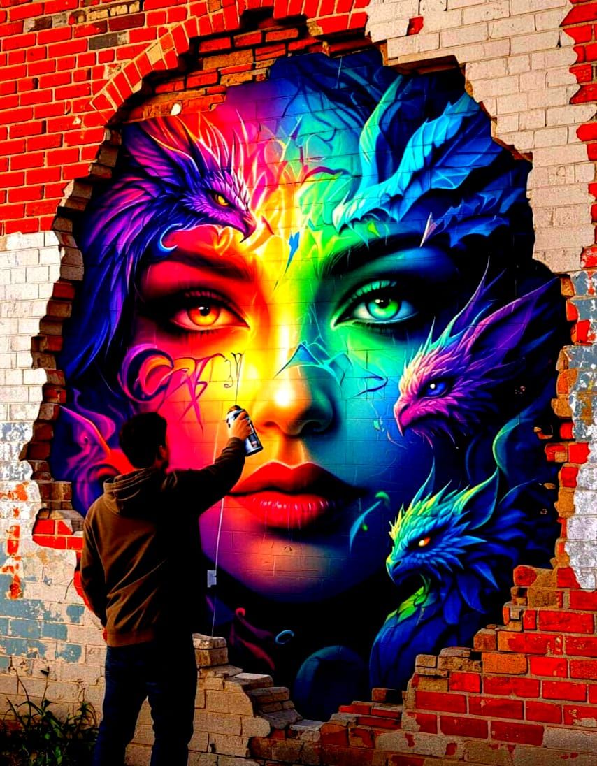 Urban Fantasy Muralist at Work