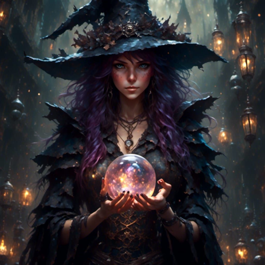 Fierce Witch Portrait in Hyperrealistic Style