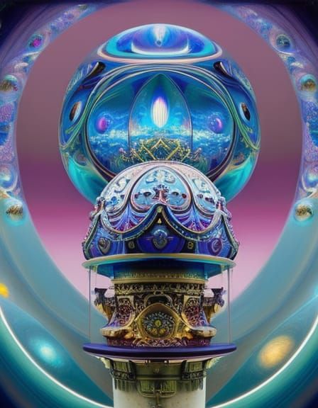 Cosmic Carousel: Iridescent Art Nouveau in Space