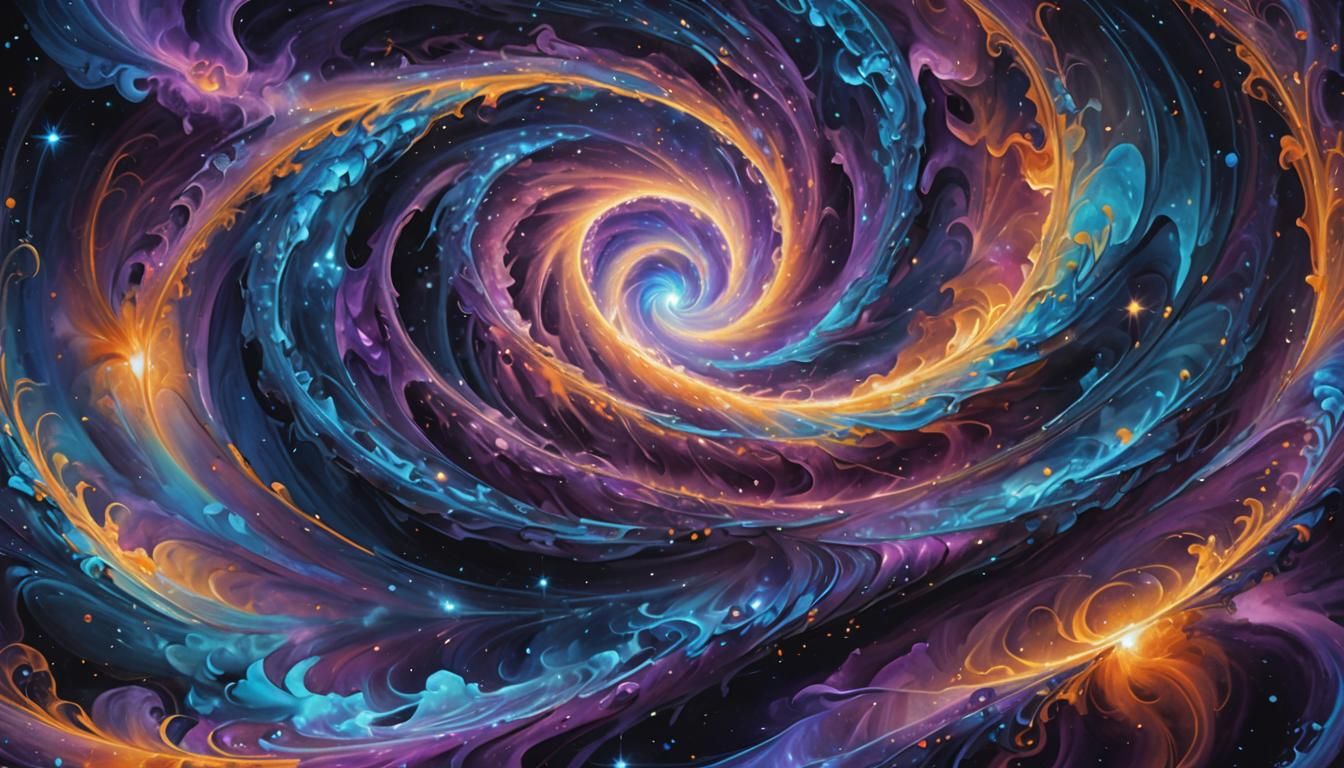 Astral Form in Cosmic Vortex: Surreal Oil Painting