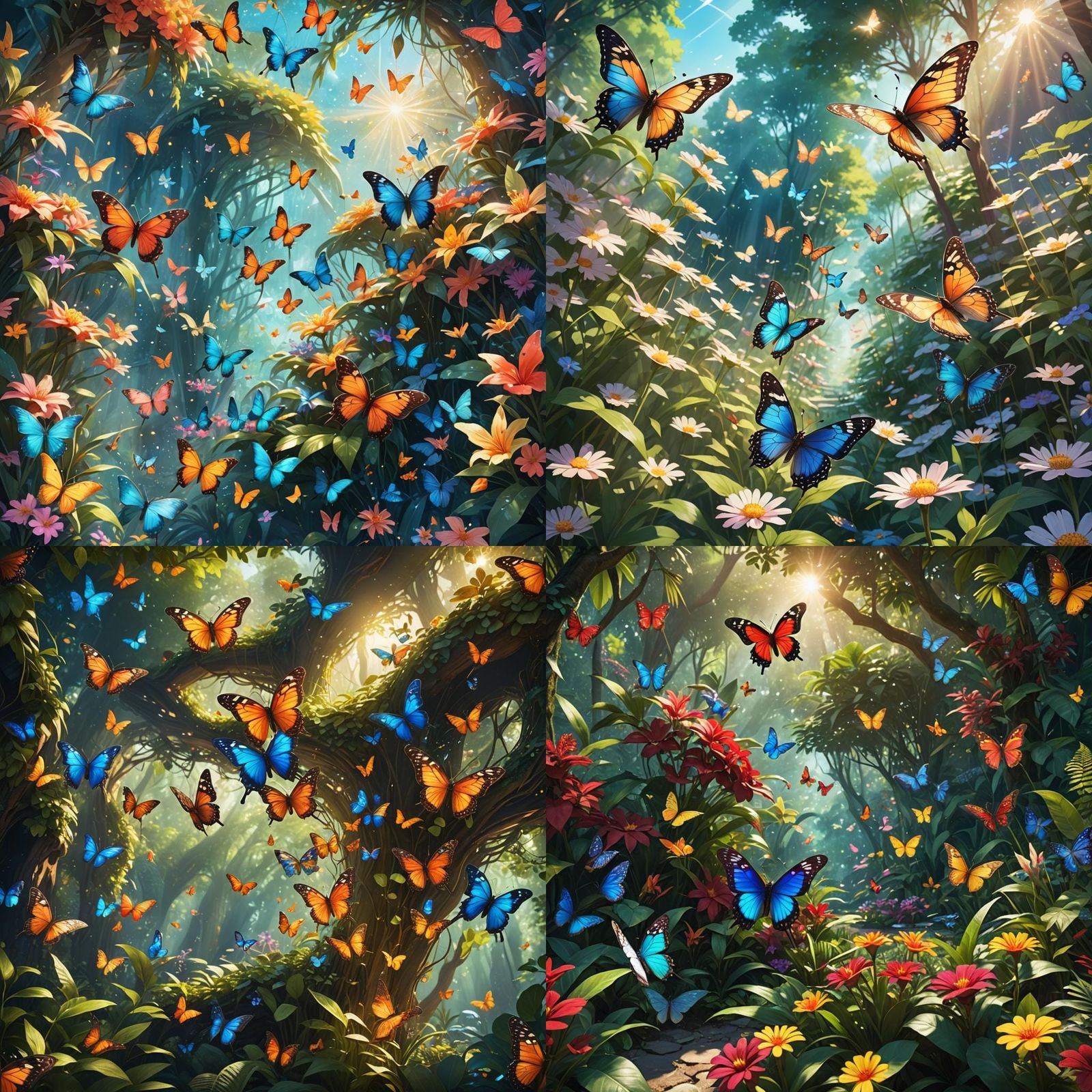 Lush Butterfly Sanctuary: Detailed Matte Painting