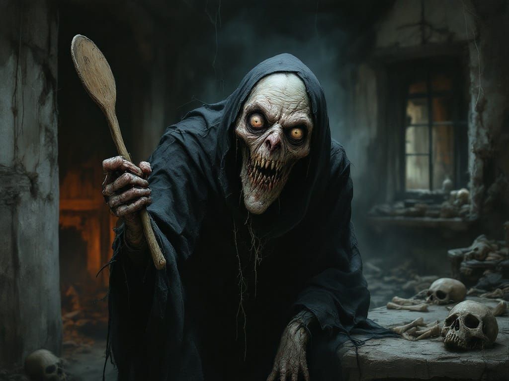 Grotesque Witch in Biomechanical Horror