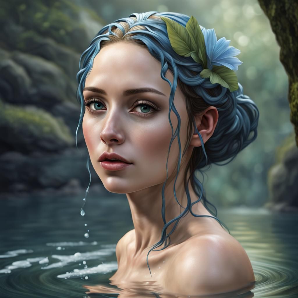 Photorealistic Water Nymph Portrait