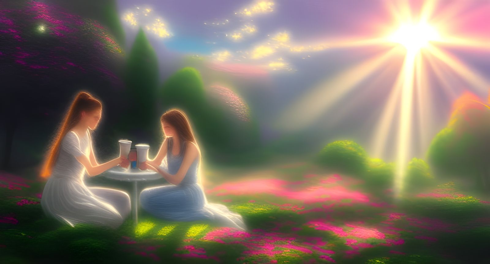 Ethereal Coffee Break in the Sky, Fantasy Art