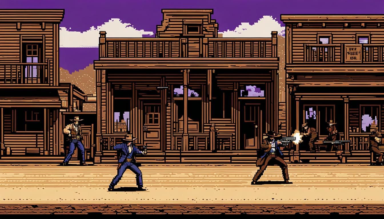 Pixelated Old West Gunslinger Showdown in 2D