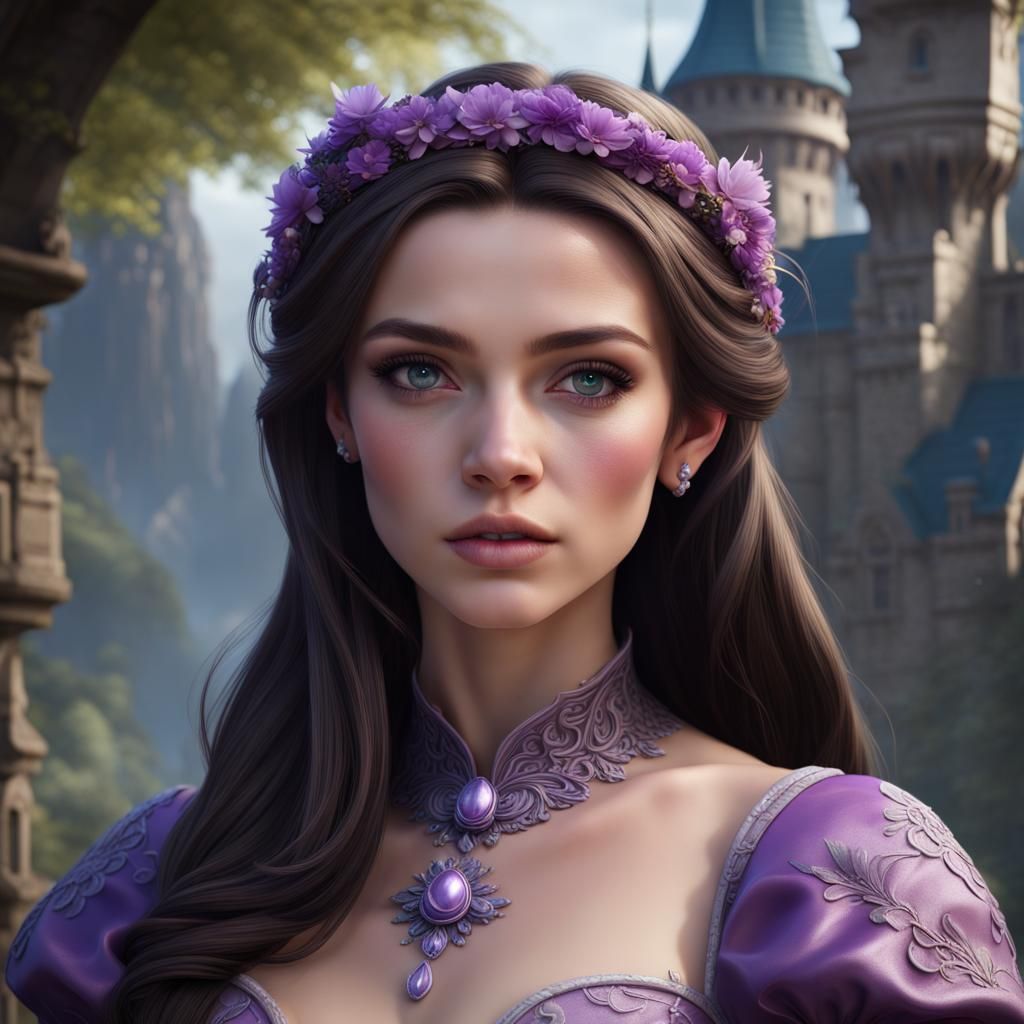 Dark-Haired Fairy Tale Princess in Detailed Digital Painting