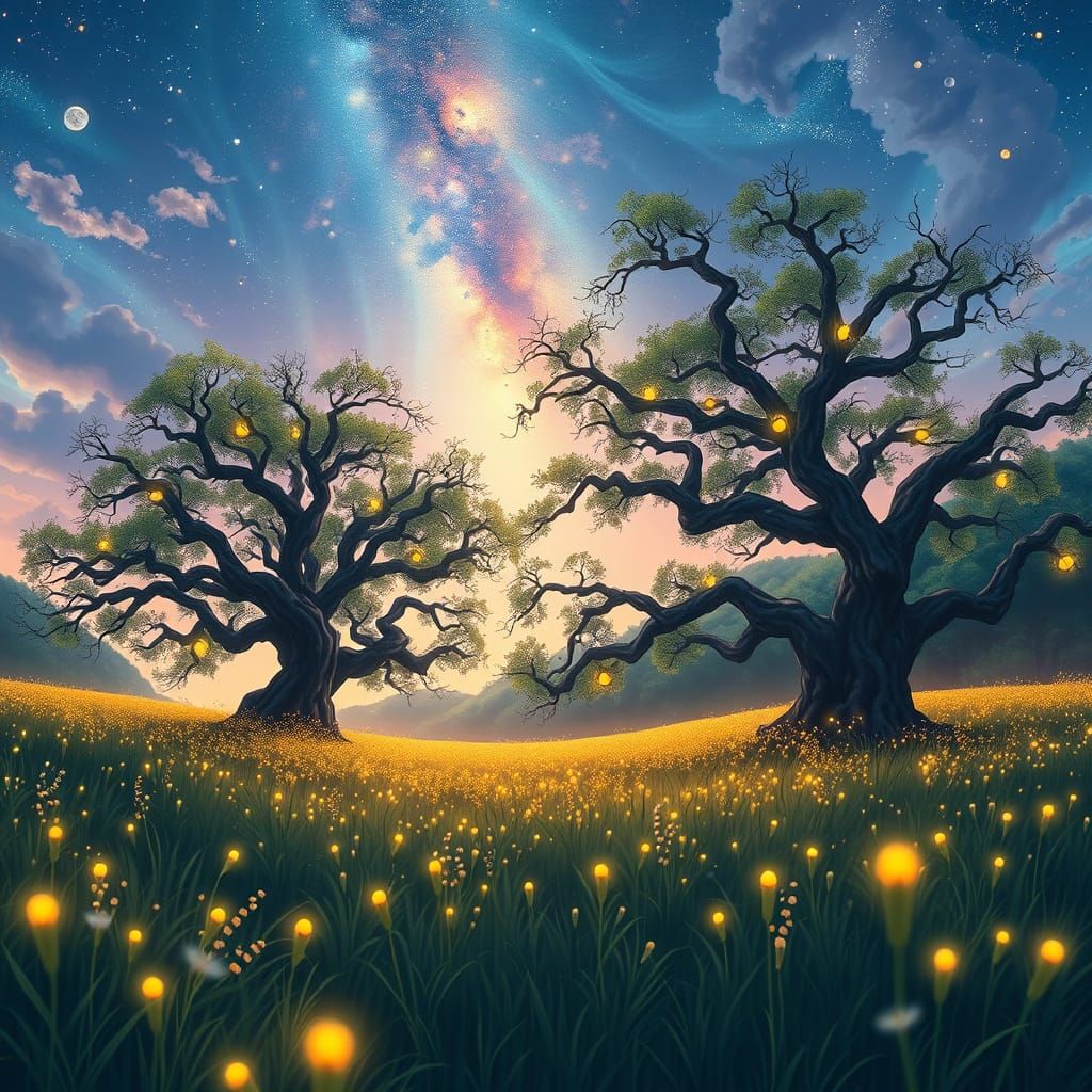 Ethereal Meadow at Twilight: Anime-Inspired Key Visual