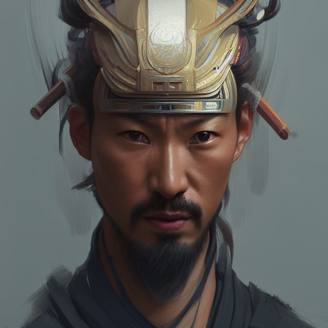 Detailed Samurai Portrait in Hyperrealistic Style