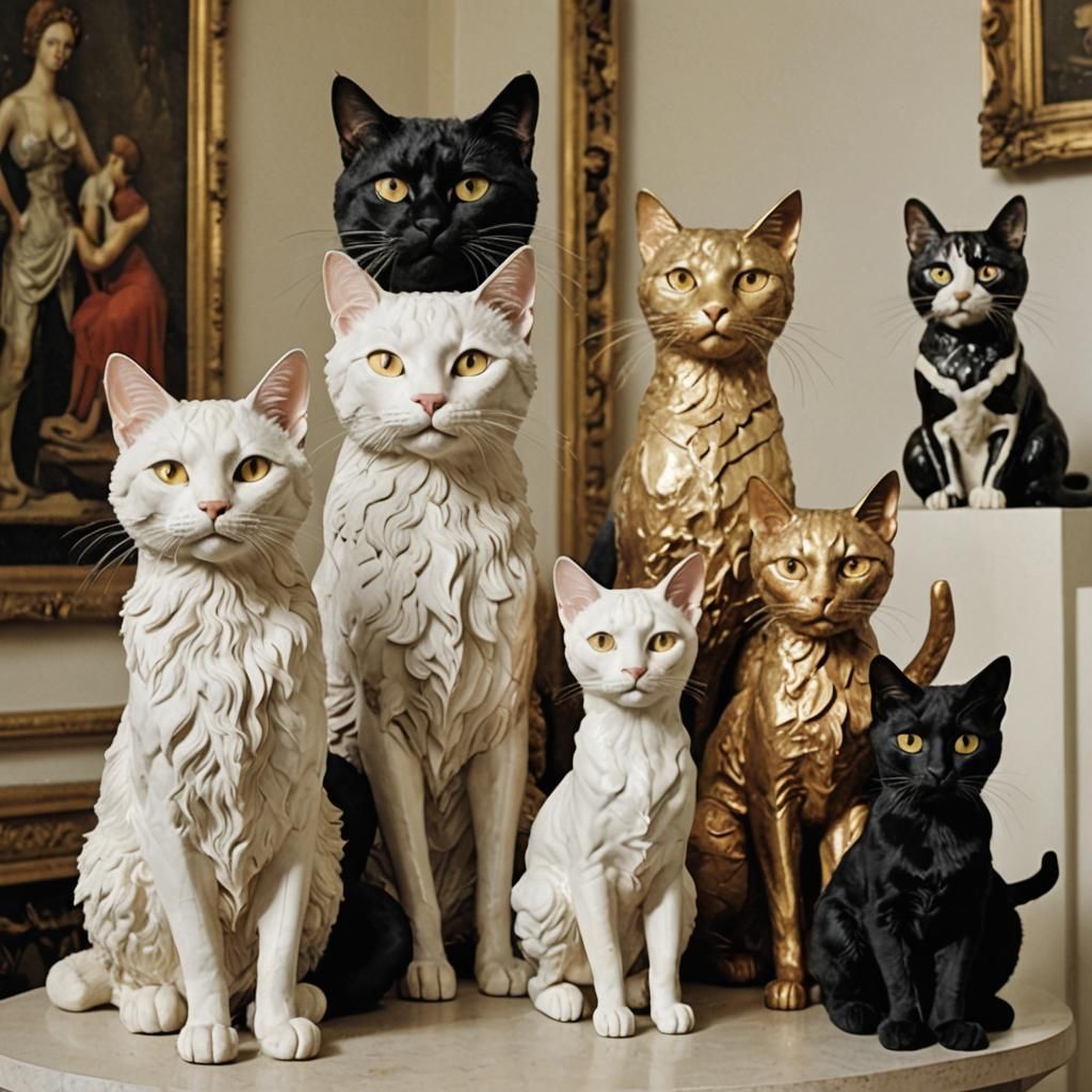 Ethereal Surrealist Cat Ensembles