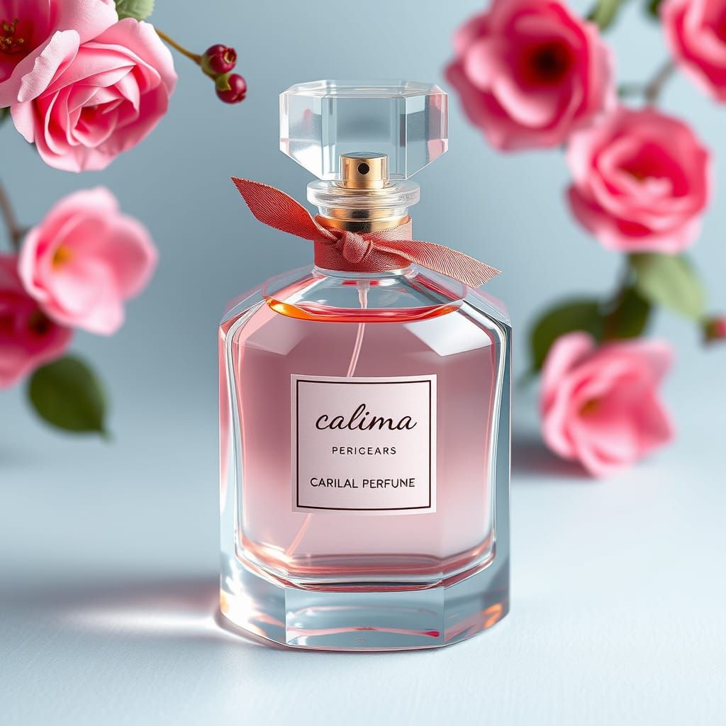 Elegant Strawberry Perfume Bottle in Whimsical Style