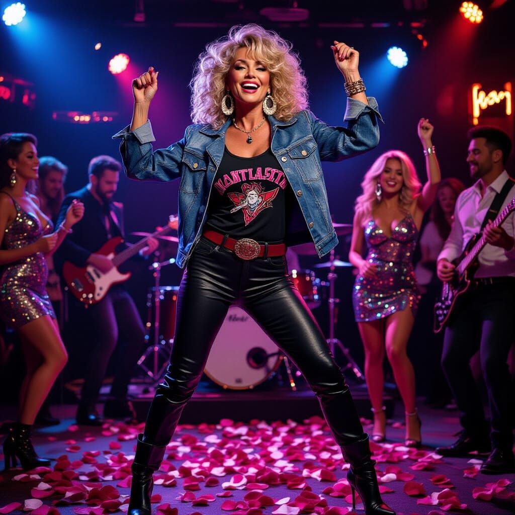 Woman Dancing in Bar with Realistic Lighting