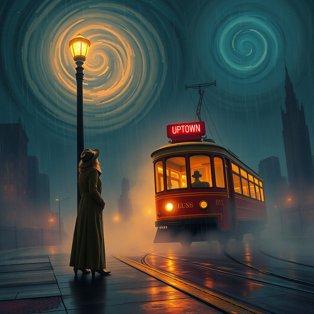 Dreamlike Street Scene in Surrealist Style