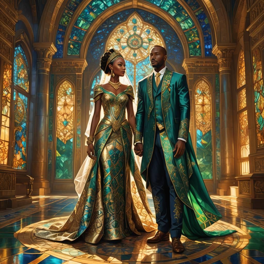 African Royal Couple in Opulent Palace