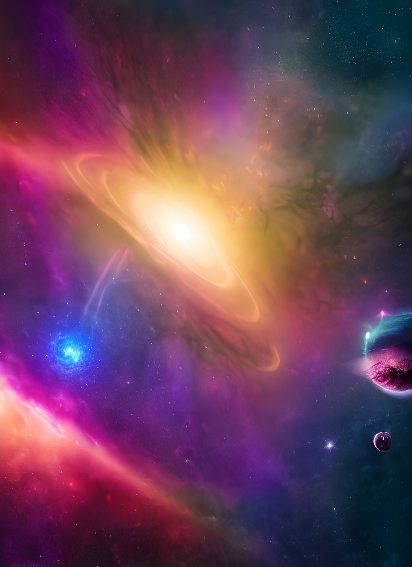 Creation Event: Colorful Nebula and Black Holes