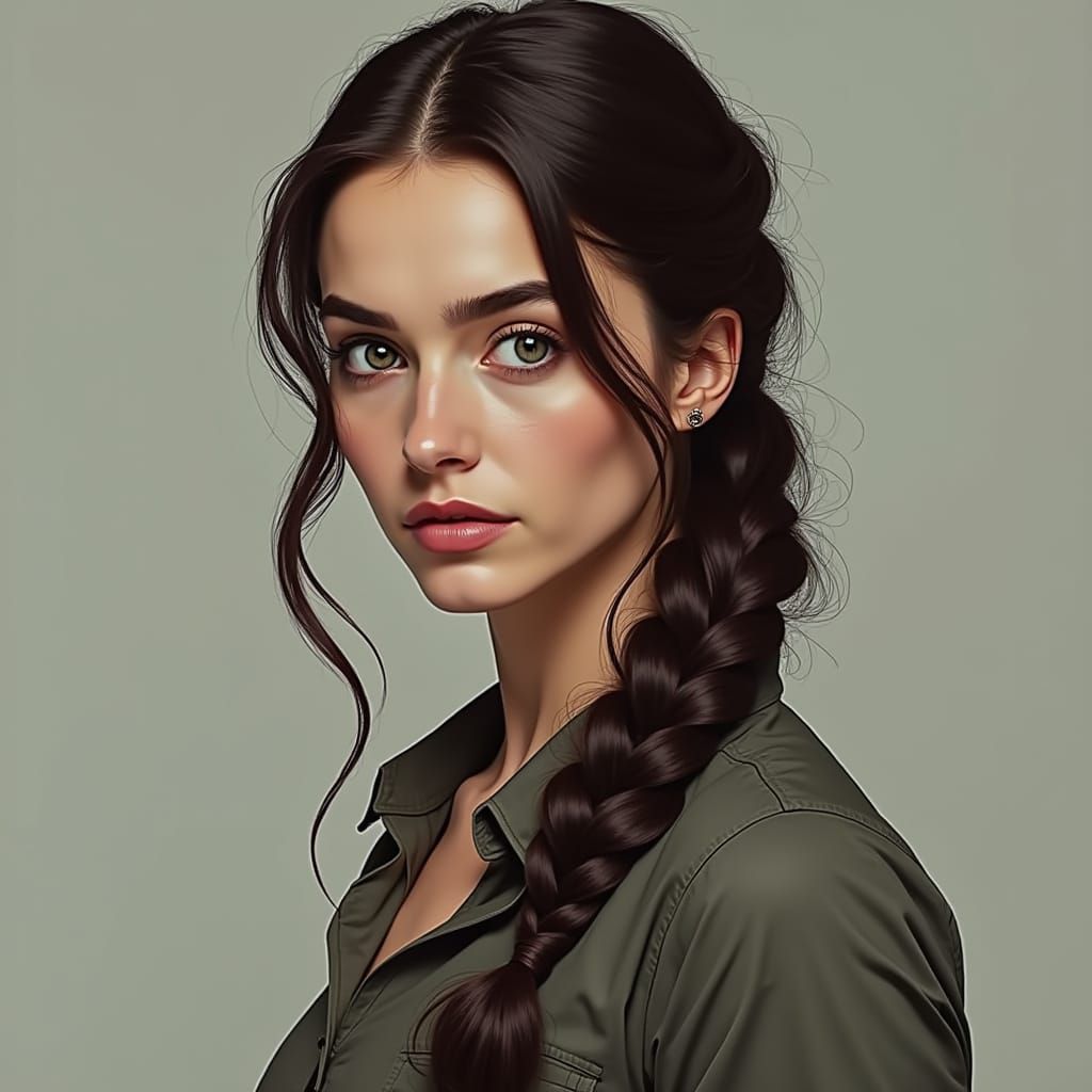 Poised Woman in Cinematic Film Style