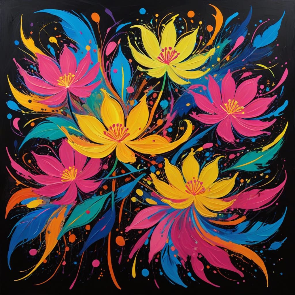 Vibrant Expressionist Flowers in Pop Art Style