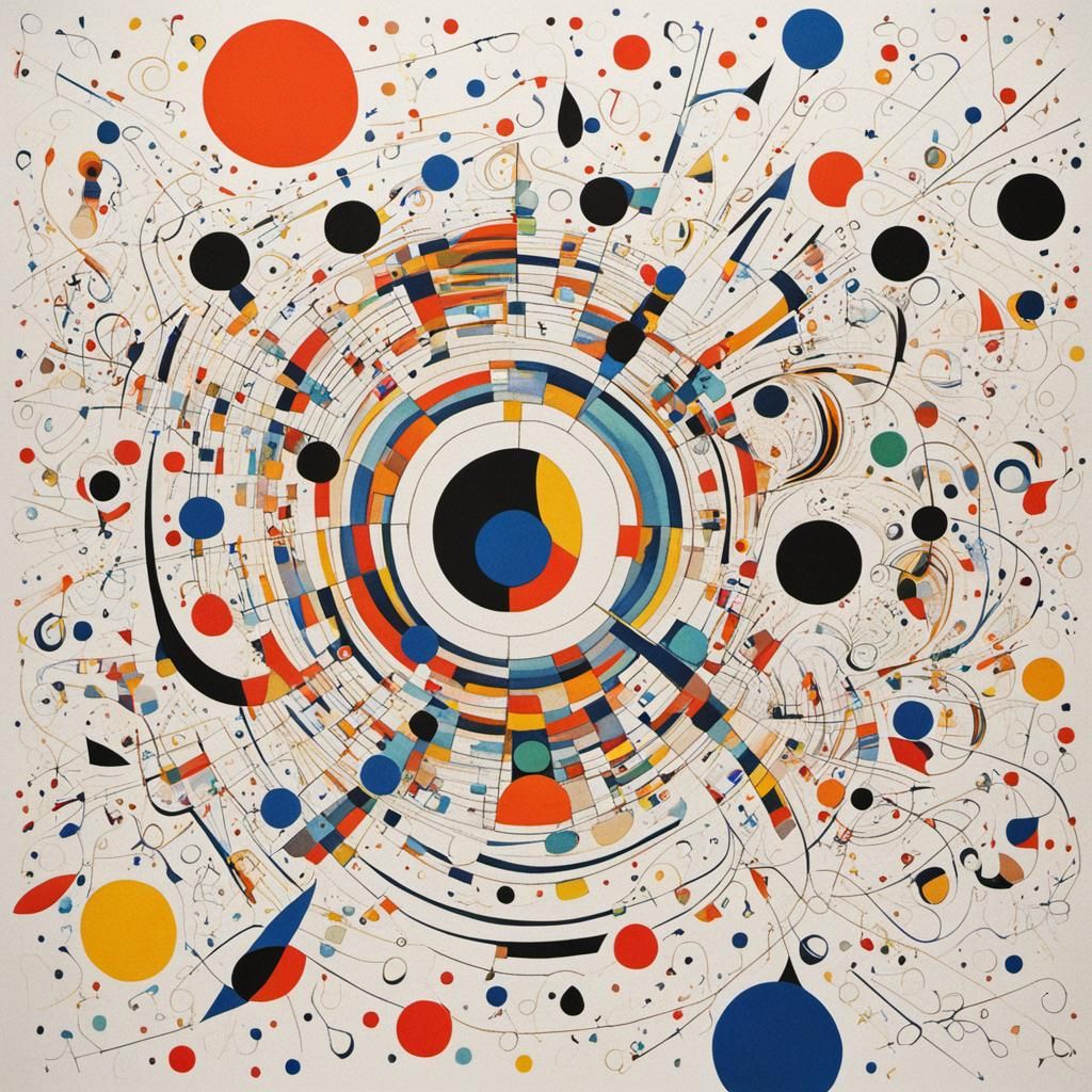 Abstract Fantasy Asymmetrical Geometric Art in Pointillism S...