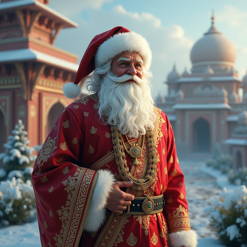 Santa in Indian Saree Regal Fantasy Portrait
