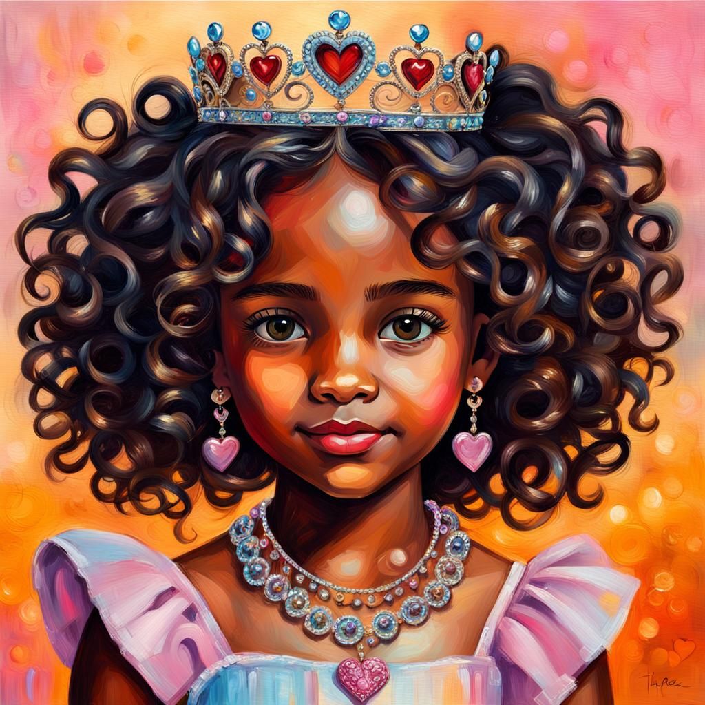Portrait of Child with Tiara as Oil Painting