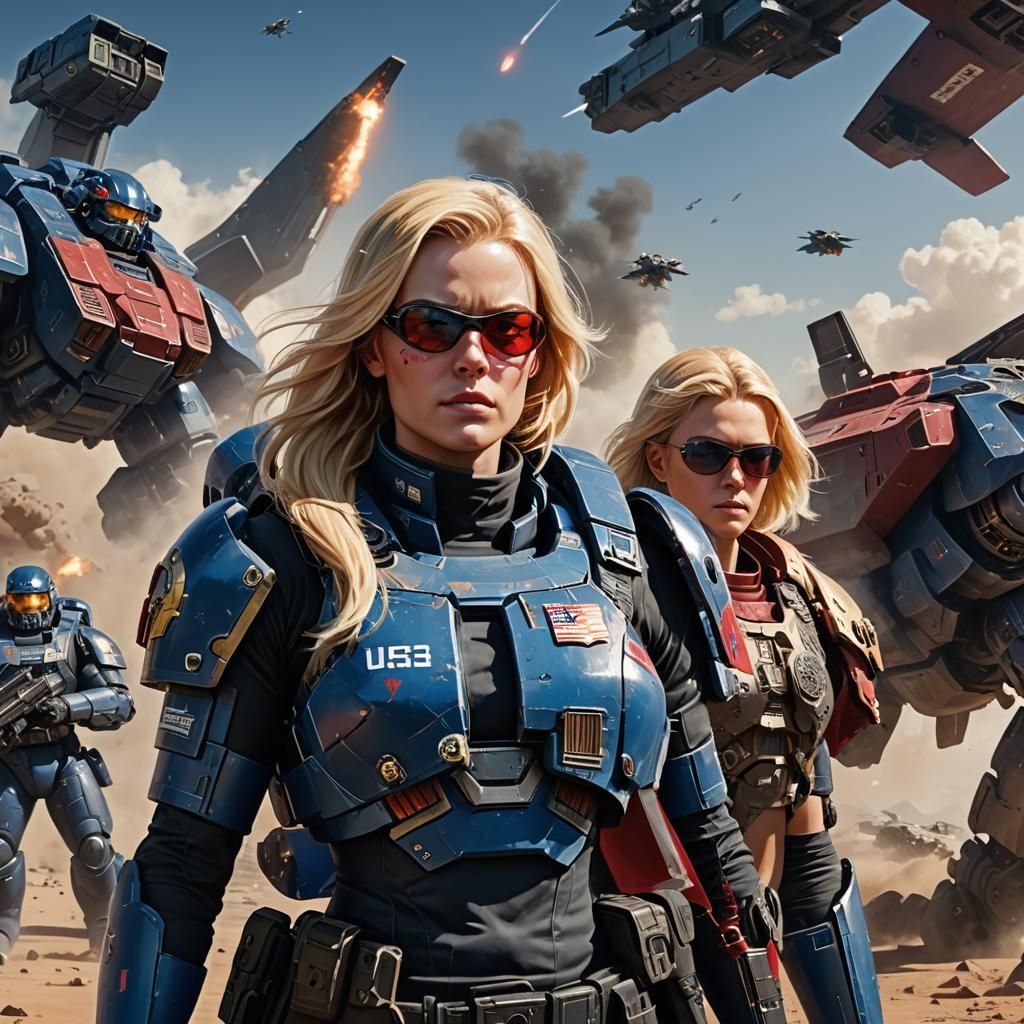 Space Marine and Commander in Hyper-Realistic Splash Art