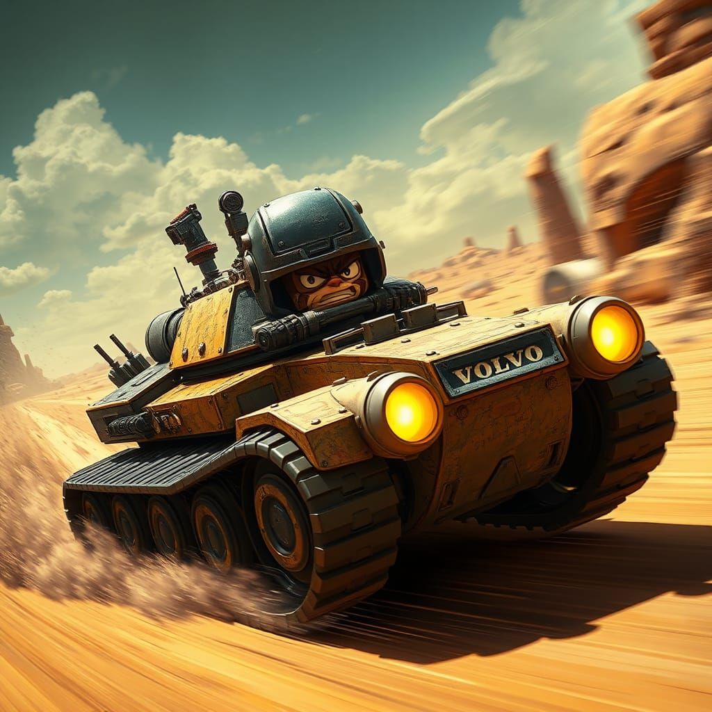 Warhammer Marine Races Volvo Tank in Mad Max Style