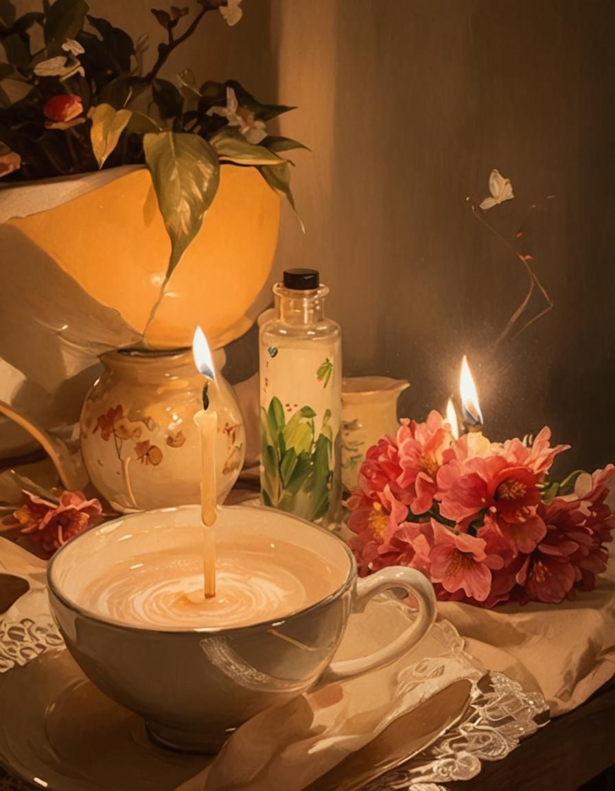 Golden Light on Asian Features in Dreamy Watercolor Style