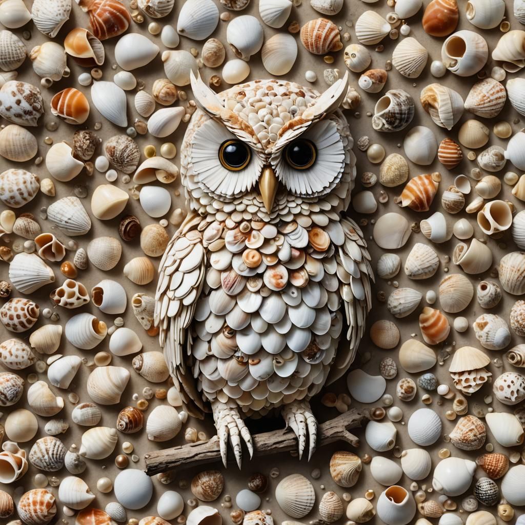 Seashell Owl Sculpture