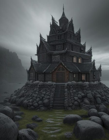 Norse Castle on Rocky Outcropping