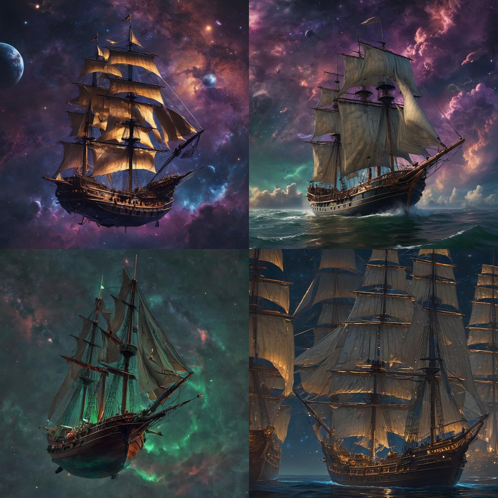Spelljammer Sailing Ship in Space: Fantasy Concept Art