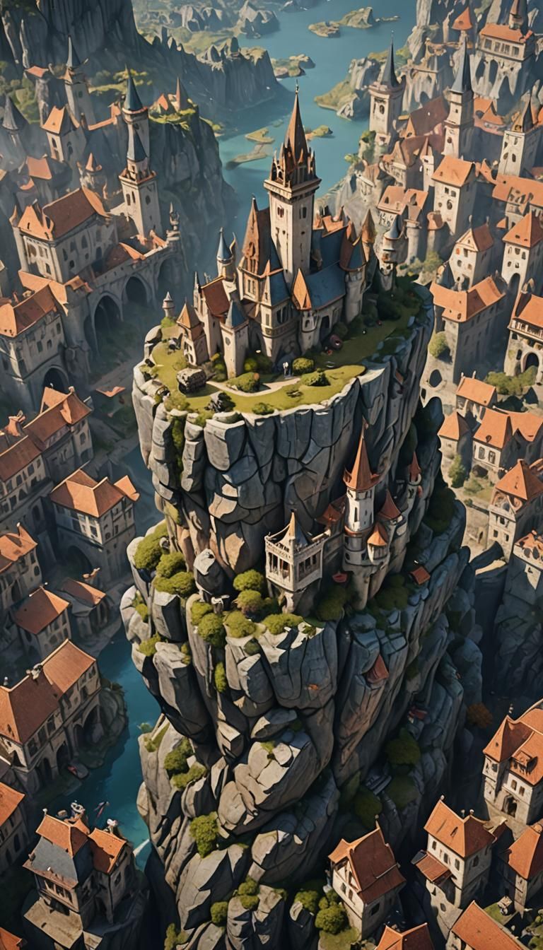 Flying Rock City: Detailed Matte Painting