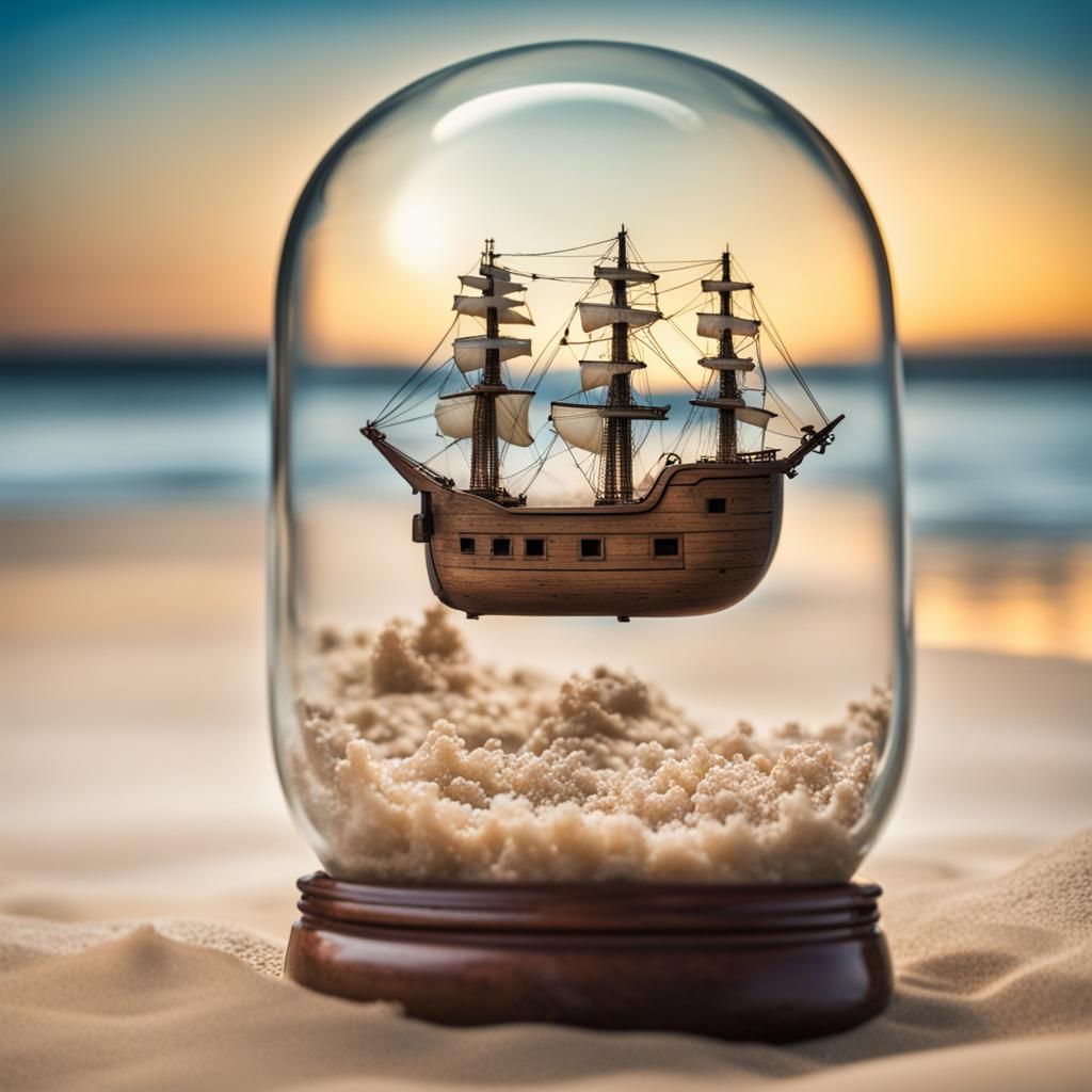 Ship in a Bottle on the Beach