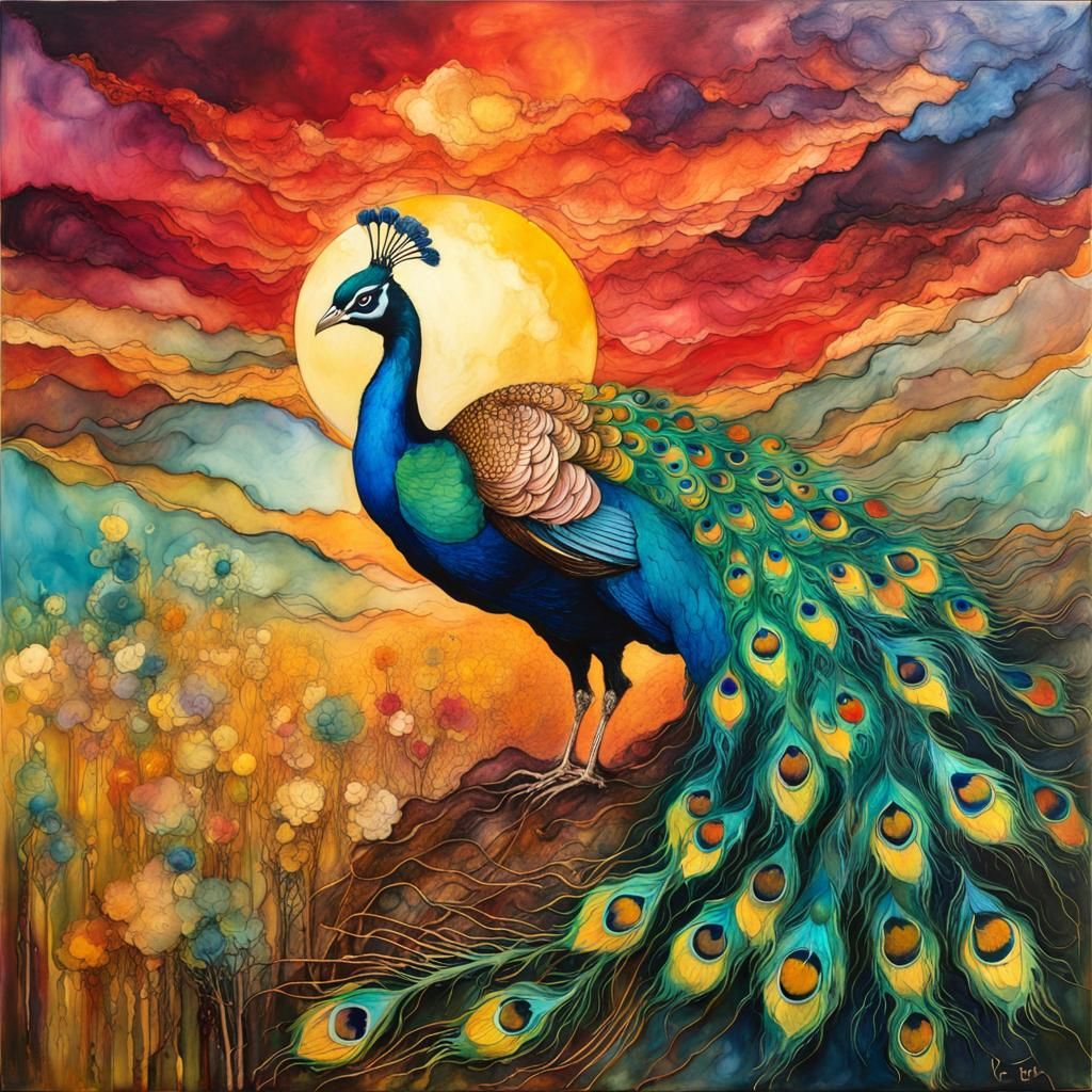 Peacock painting