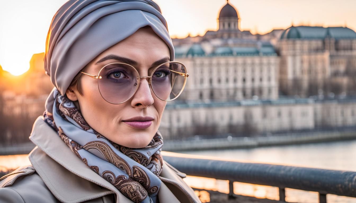 Femme Fatale Agent in Budapest: Golden Hour Telephoto