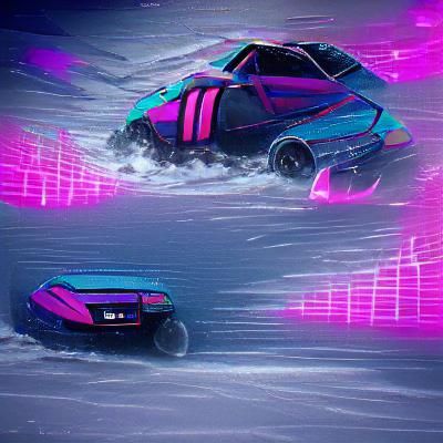 Neon Retro Car Drifting in Synthwave Style