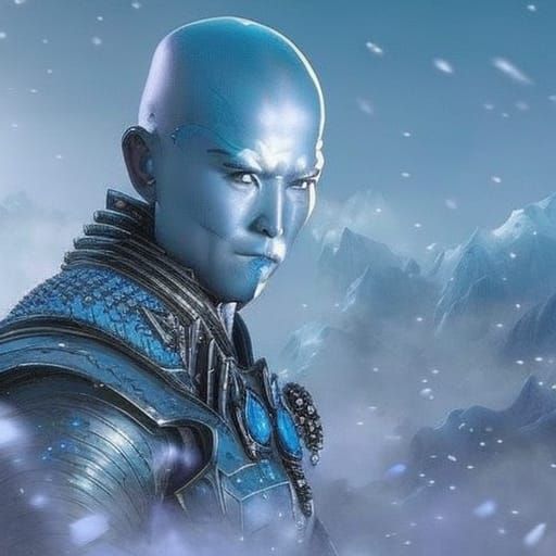 Mr. Freeze as a Bald Samurai in Ethereal Style