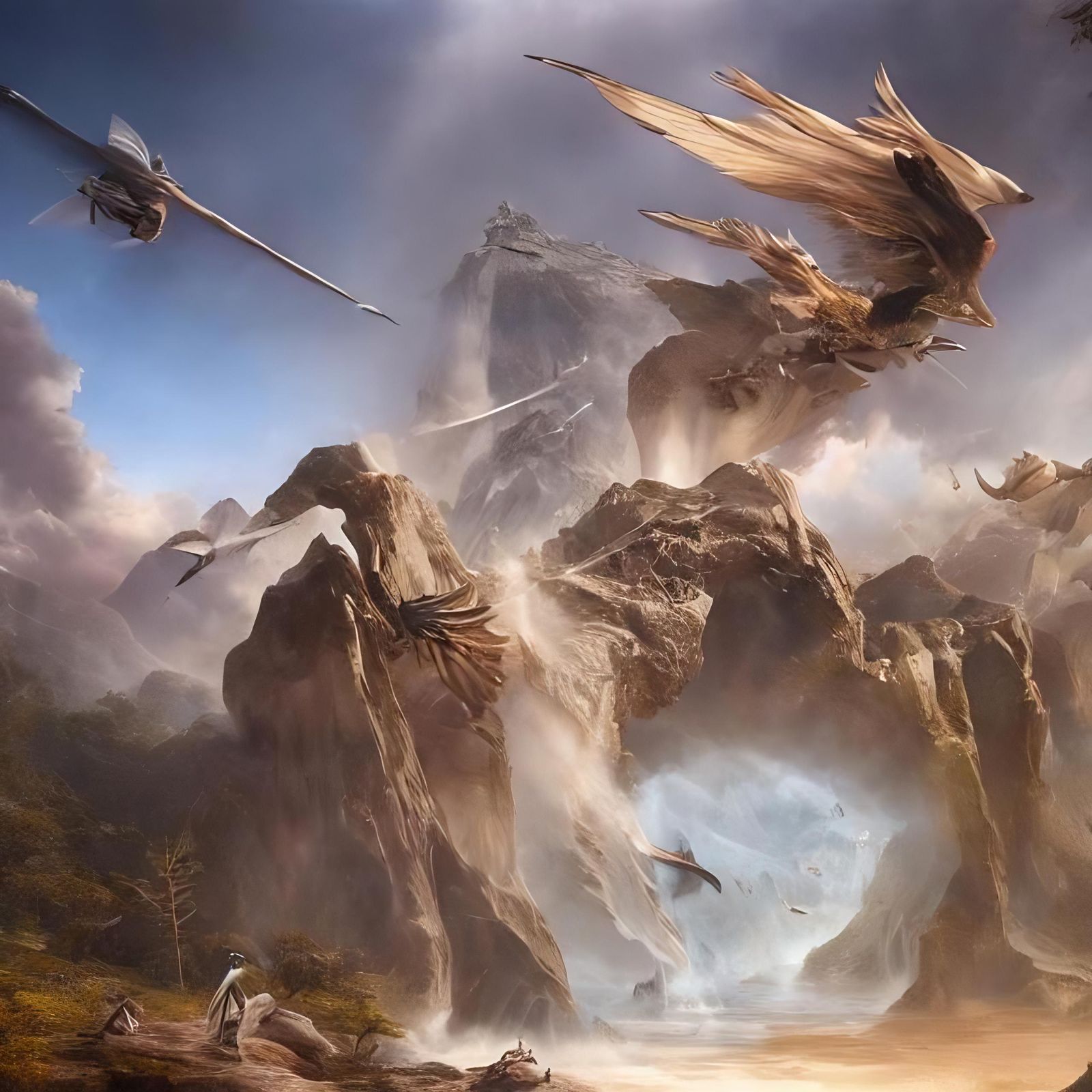 Futuristic Cityscape with Bizarre Creatures, Digital Art