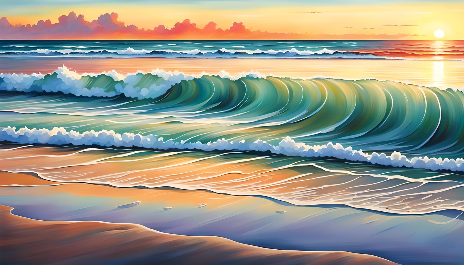 Abstract Sunrise Beach with Soft Waves